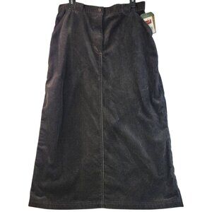 90s Woolrich Corduroy Skirt 14 Black Vintage Outdoorwear Full Length Deadstock